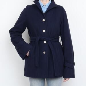 Vintage 1970s Navy Wool Belted Jacket M/L